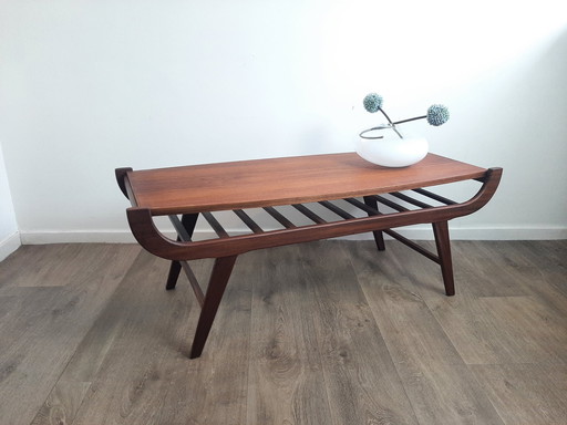 Table basse vintage avec plateau tournant dans le style de Louis Van Teeffelen