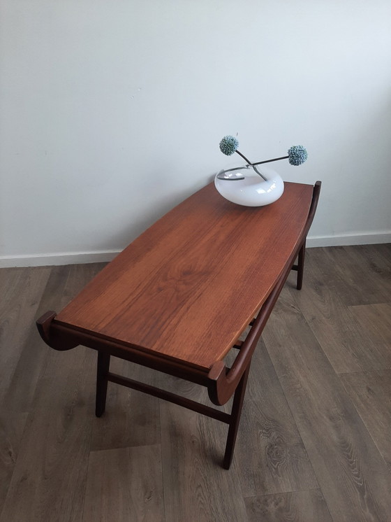 Image 1 of Table basse vintage avec plateau tournant dans le style de Louis Van Teeffelen