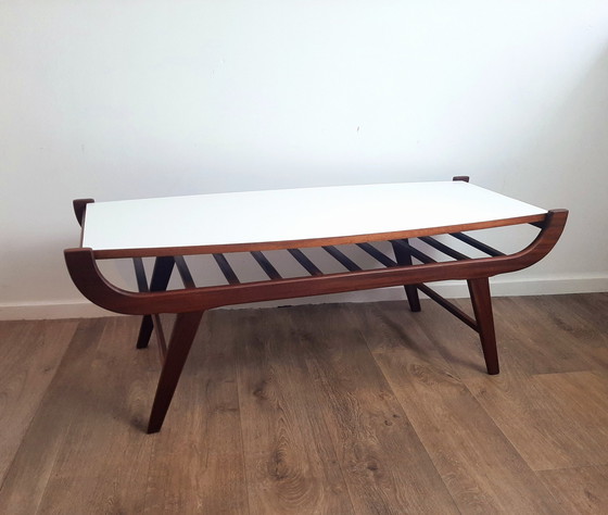 Image 1 of Table basse vintage avec plateau tournant dans le style de Louis Van Teeffelen