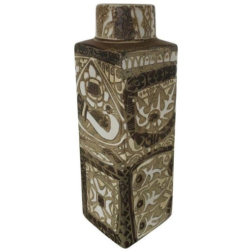 Vase vintage baca en alumine par Nils Thorsson pour Royal Copenhagen, Danemark 1960