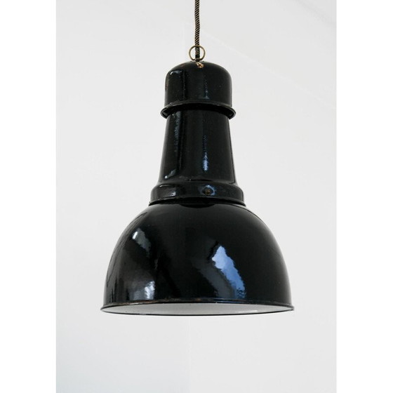 Image 1 of Plafonnier vintage industriel noir, années 1950