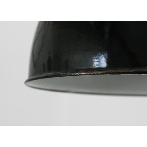 Image 1 of Plafonnier vintage industriel noir, années 1950