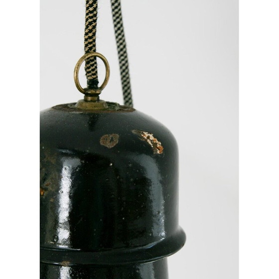 Image 1 of Plafonnier vintage industriel noir, années 1950