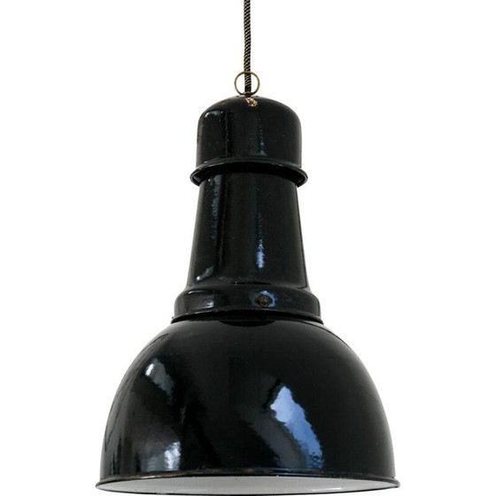 Image 1 of Plafonnier vintage industriel noir, années 1950