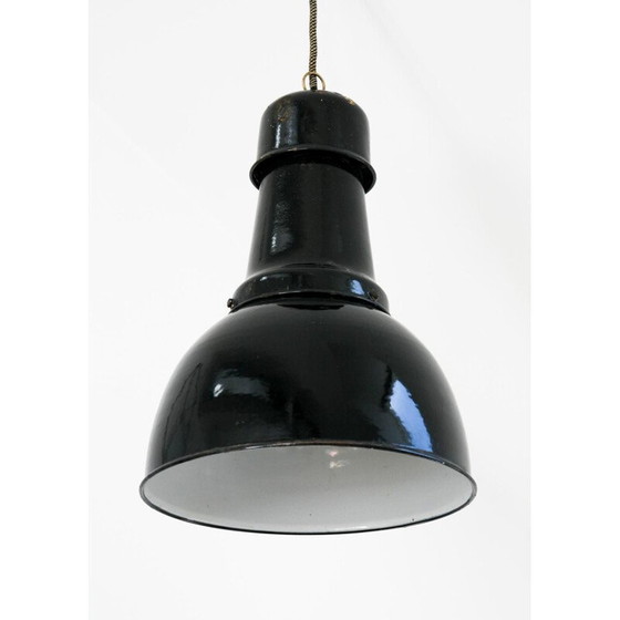 Image 1 of Plafonnier vintage industriel noir, années 1950