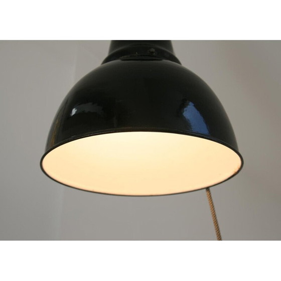 Image 1 of Plafonnier vintage industriel noir, années 1950