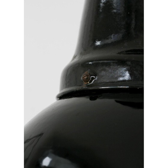 Image 1 of Plafonnier vintage industriel noir, années 1950
