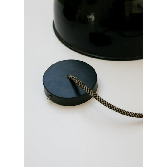 Image 1 of Plafonnier vintage industriel noir, années 1950