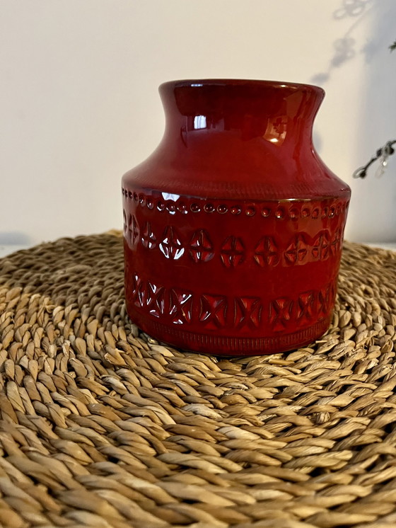 Image 1 of Bitossi Design Aldo Londi Rimini Vase Série Rouge Rare