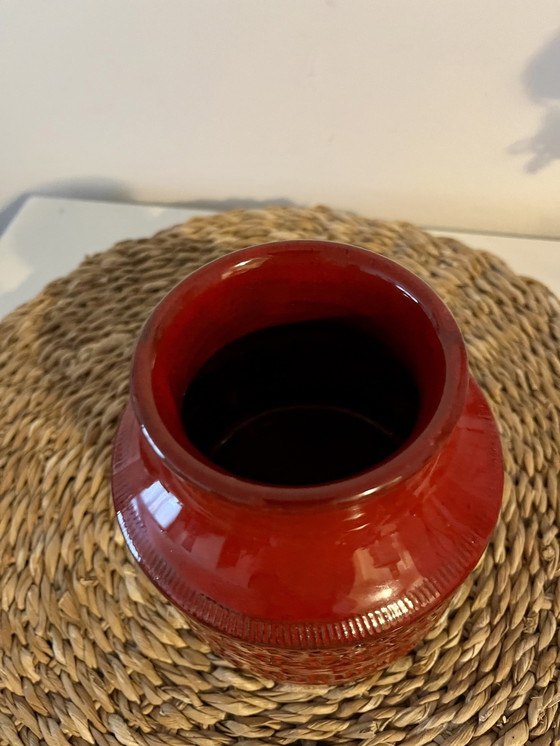 Image 1 of Bitossi Design Aldo Londi Rimini Vase Série Rouge Rare