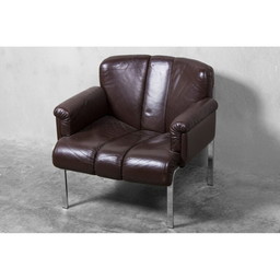 Fauteuil européen en cuir brun foncé de Girsberger - années 1970