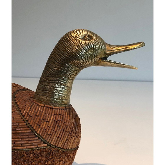 Image 1 of Pochette à canard vintage en céramique et laiton par Tarzia Firenze, Italie 1970
