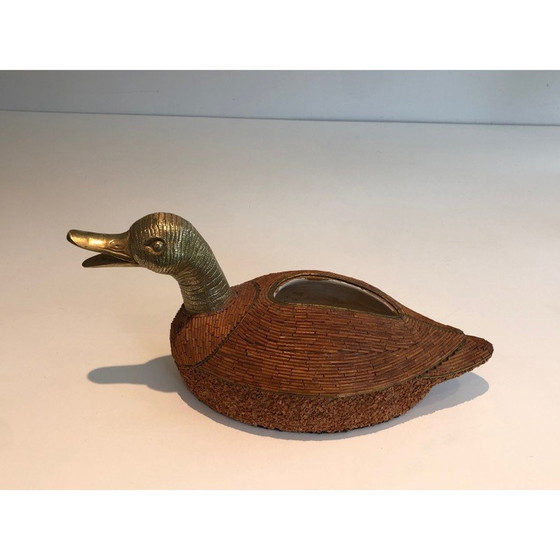 Image 1 of Pochette à canard vintage en céramique et laiton par Tarzia Firenze, Italie 1970