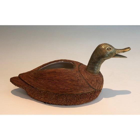 Image 1 of Pochette à canard vintage en céramique et laiton par Tarzia Firenze, Italie 1970