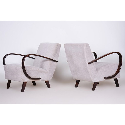 Paire de fauteuils en hêtre Art déco vintage par Jindrich Halabala pour UP Zavody, Tchécoslovaquie 1930