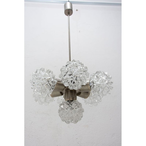 Lustre vintage en verre taillé pour Kamenický Šenov, Tchécoslovaquie 1970 – Suspensions (photo 7 of 13)