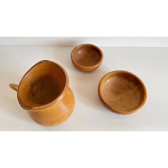 Image 1 of Ensemble de 3 pots en bois tourné vintage