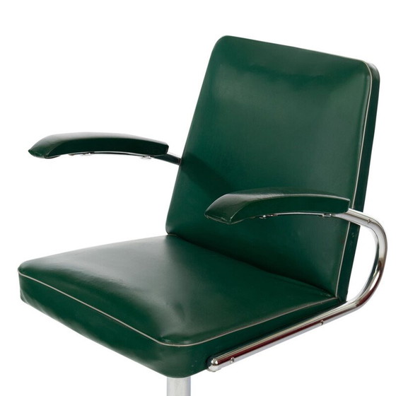 Image 1 of Mid Century green leatherette desk armchair, 1960s