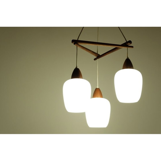 Image 1 of Lampe suspendue vintage en teck, Scandinave 1960