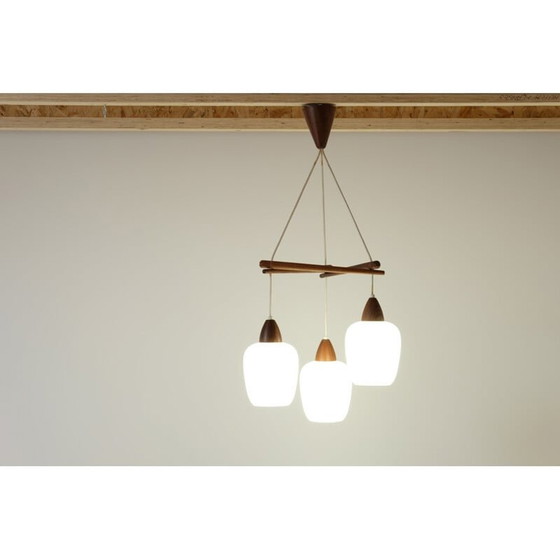 Image 1 of Lampe suspendue vintage en teck, Scandinave 1960