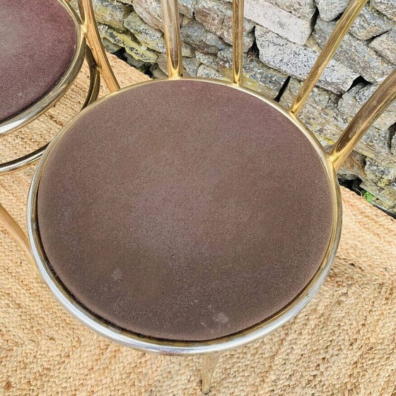 Image 1 of Ensemble de 4 chaises vintage en métal doré