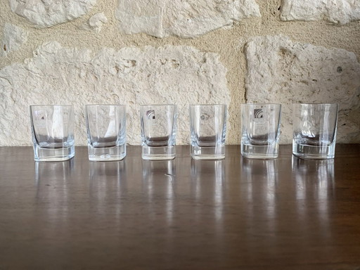 Carafe à whisky en cristal avec 6 verres par Luigi Bormioli, années 1970, lot de 7