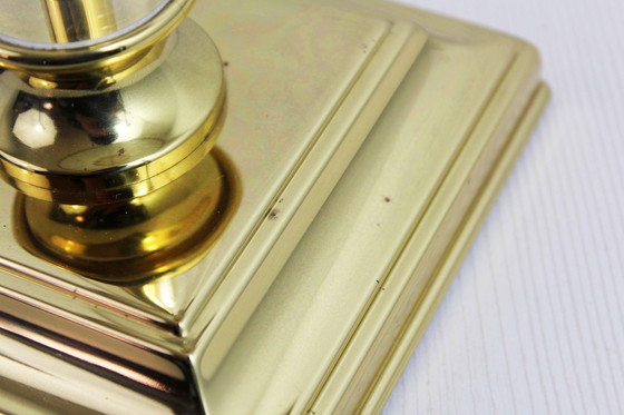 Image 1 of Pied De Lampe En Laiton Et Plexiglas Style Regence