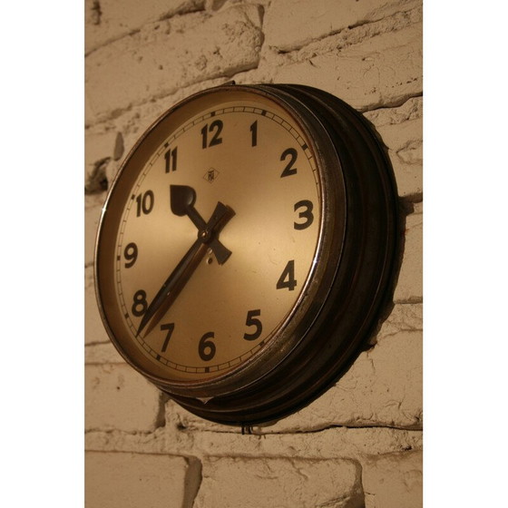 Image 1 of Horloge vintage en tôle d'acier par TN Tele Norma, Allemagne 1960
