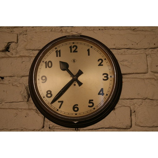 Horloge vintage en tôle d'acier par TN Tele Norma, Allemagne 1960