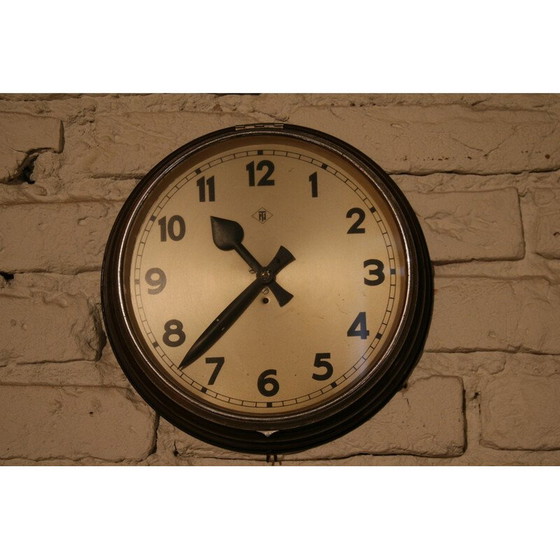 Image 1 of Horloge vintage en tôle d'acier par TN Tele Norma, Allemagne 1960
