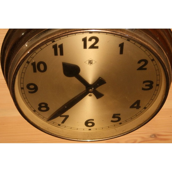 Image 1 of Horloge vintage en tôle d'acier par TN Tele Norma, Allemagne 1960