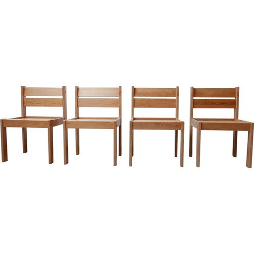 Ensemble de 4 chaises vintage en pin, suédoises 1970