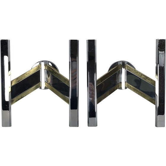 Image 1 of Paire d'appliques Sciolari vintage en laiton et chrome, 1970