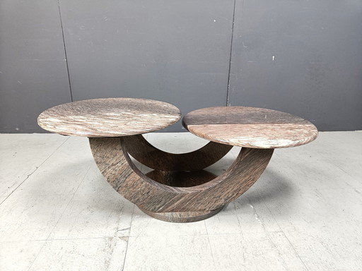 Table basse vintage à deux niveaux en marbre, 1970S