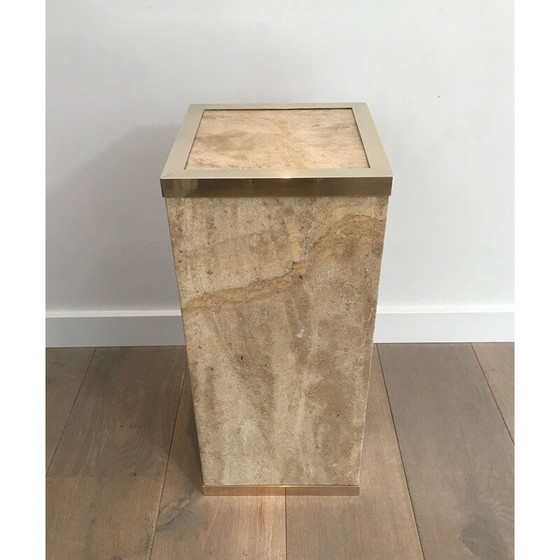 Image 1 of Colonne vintage Travertin et laiton 1970