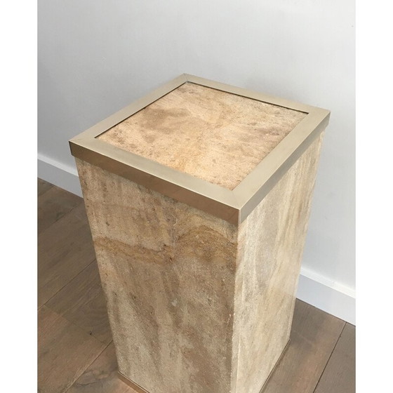 Image 1 of Colonne vintage Travertin et laiton 1970
