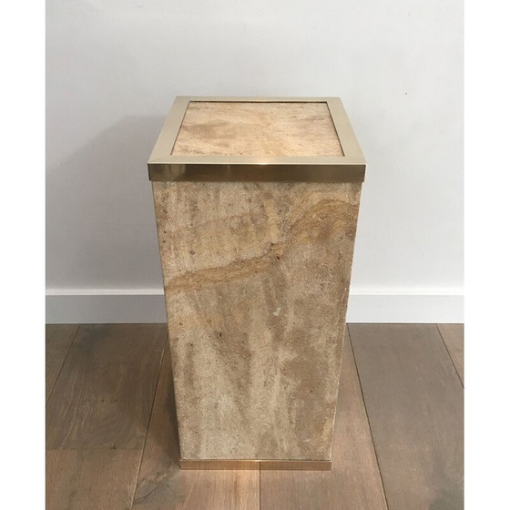 Image 1 of Colonne vintage Travertin et laiton 1970