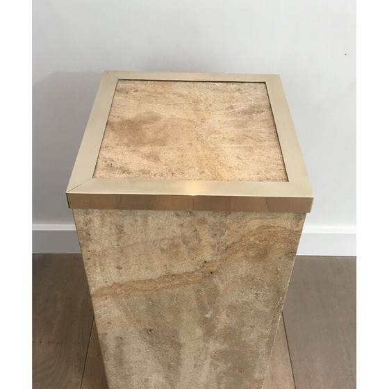 Image 1 of Colonne vintage Travertin et laiton 1970