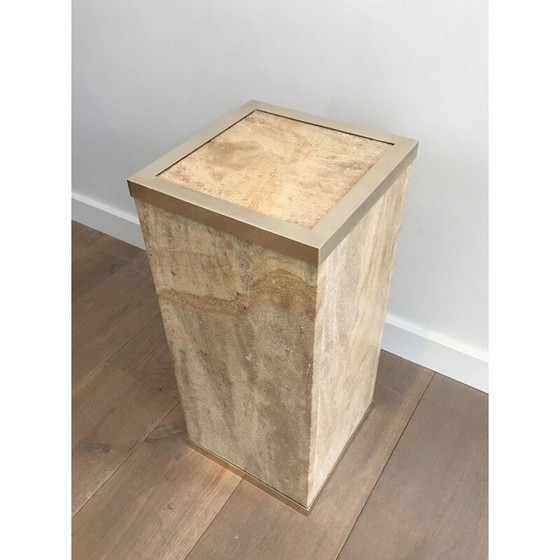 Image 1 of Colonne vintage Travertin et laiton 1970