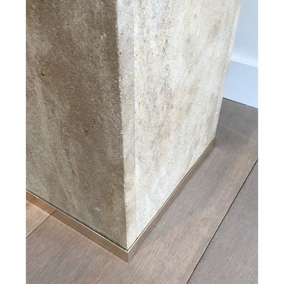 Image 1 of Colonne vintage Travertin et laiton 1970