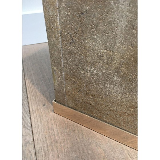 Image 1 of Colonne vintage Travertin et laiton 1970
