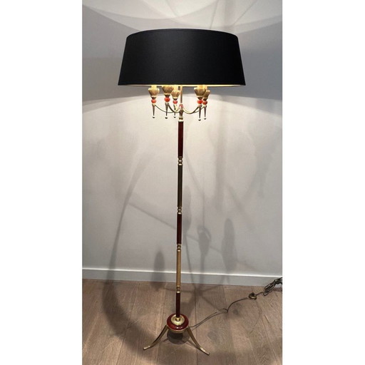 Lampadaire vintage en laiton et plexiglas, 1940