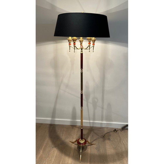 Image 1 of Lampadaire vintage en laiton et plexiglas, 1940