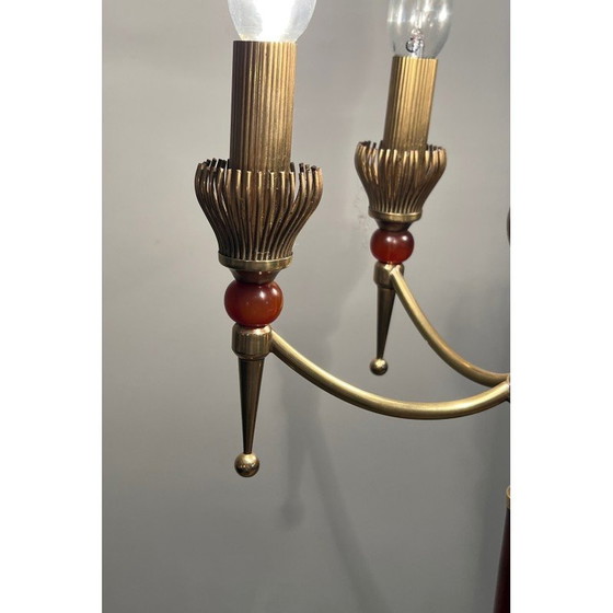 Image 1 of Lampadaire vintage en laiton et plexiglas, 1940