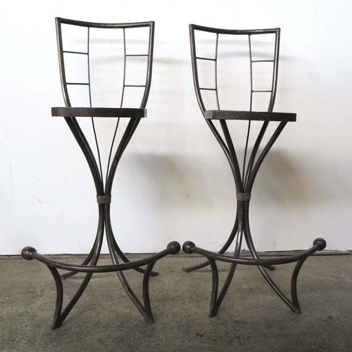 Paire de chaises d'appoint industrielles en métal 1950