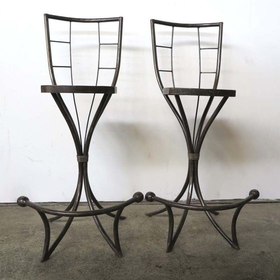 Image 1 of Paire de chaises d'appoint industrielles en métal 1950