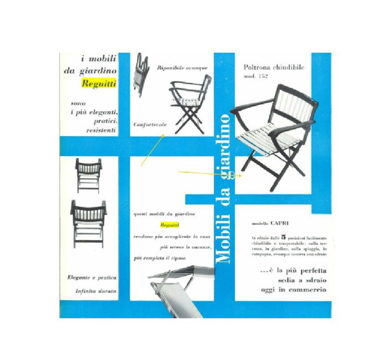 Image 1 of Chaises à bascule pliantes Mid Century F.lli Reguitti 1950s