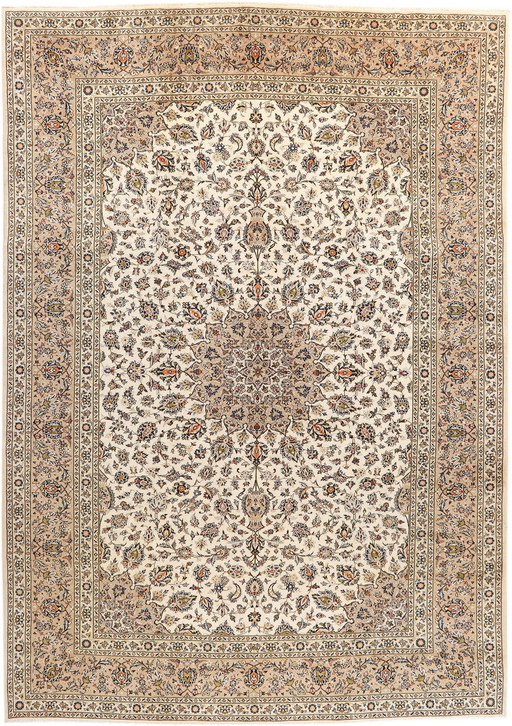 Véritable tapis d'Orient Kashan noué à la main en liège 4,30 X 3,05