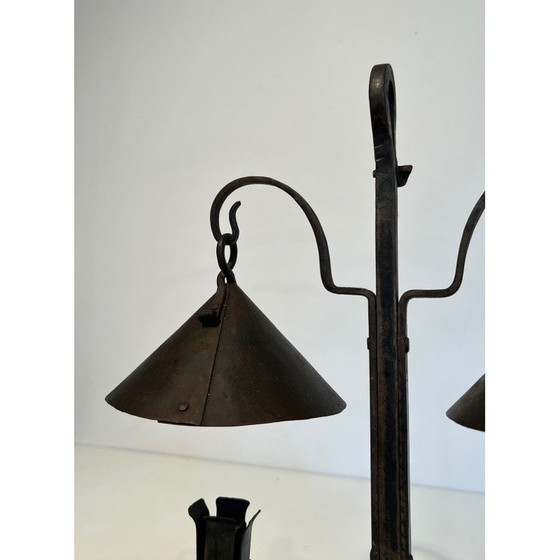 Image 1 of Candélabre vintage en fer forgé à 2 lumières, France 1950
