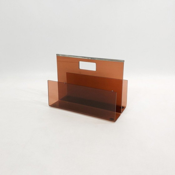 Image 1 of Porte-revues vintage en acrylique fumé par Michel Dumas pour Roche Bobois, France 1970